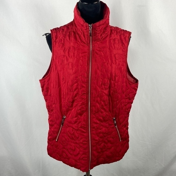Christopher & Banks Jackets & Blazers - Christopher & Banks Red Embroidered Zippered Vest